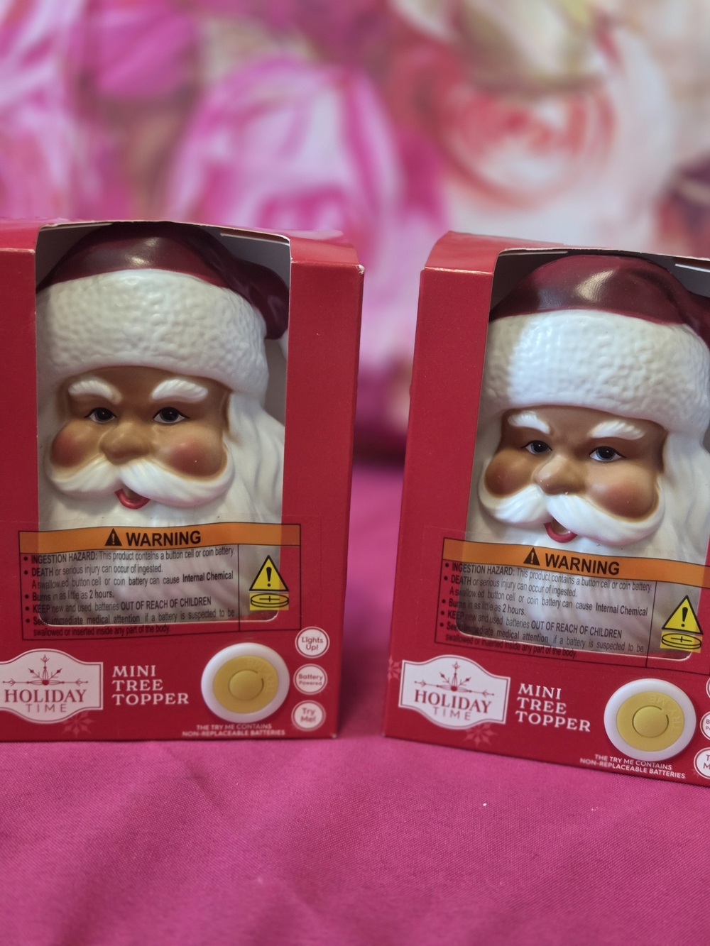 Holiday Time Mini Tree Topper - Santa Face in Red & White